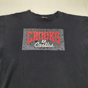 Crooks and Castles Crew Neck Short Sleeve Band T Shirt Mens Size M Black Red